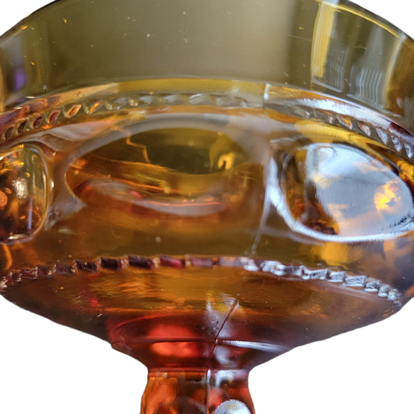 MCM  Sherbet Fruit Dessert Cup Round Gold Crown by Indiana Glass Fall Set of 2 - Picture 2 of 7